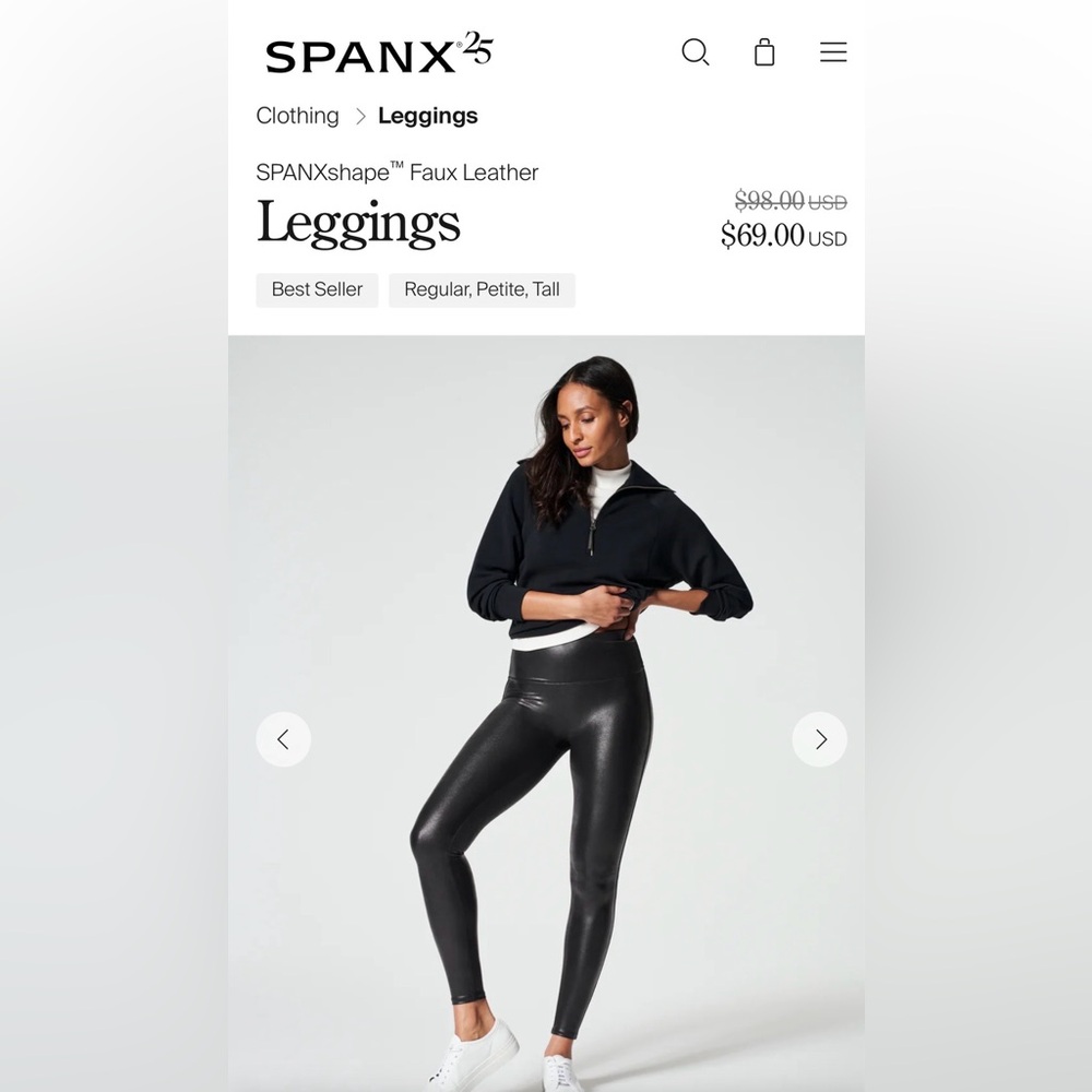SPANX Black Glossy Faux Leather Leggings
